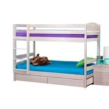 Кровать Двухъярусная массив (трансформер) Выбеленная береза Бирюза