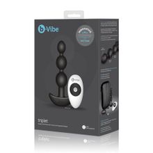 b-Vibe Чёрная анальная виброёлочка TRIPLET ANAL BEADS BLACK - 14 см.