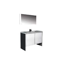 Aquanet Мебель для ванной Рондо 120 (черный фасад белый) - Набор мебели стандартный (зеркало, раковина-столешница, тумба)