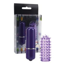 Seven Creations Фиолетовый мини-вибратор с насадкой Powerful Mini Massager - 5 см.