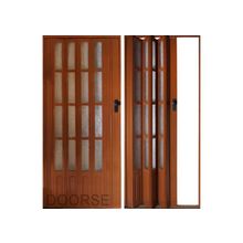 Раздвижная дверь со стеклом Вишня (гармошка)