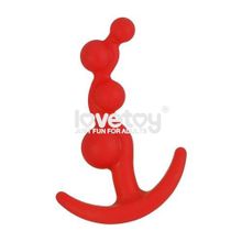 Красная анальная цепочка LURE ME Silicone Anal Toy - 10,5 см.