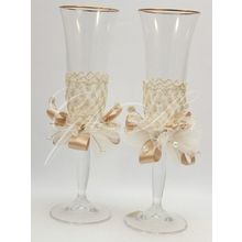 Свадебные бокалы с золотой каймой Gilliann GLS142 - набор из 2 шт.