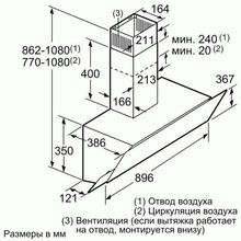 Каминная вытяжка Bosch DWK095G60R черный