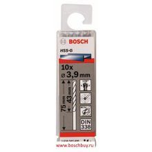 Bosch Набор 10 сверл по металлу HSS-G 3,9 мм DIN 338 (2608585485 , 2.608.585.485)