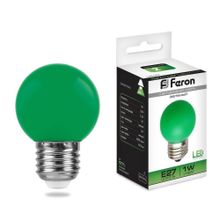 Feron Лампа светодиодная Feron E27 1W зеленая LB-37 25117 ID - 266357