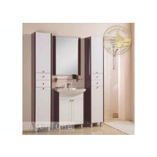 Акватон Мебель для ванной Альпина 65 (белый глянец венге) - Набор мебели стандартный (зеркало, полка, тумба, раковина, шкаф-колонна)