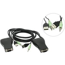 Переключатель   D-Link  KVM-221  2-Port USB KVM Switch (клавиатураUSB+мышьUSB+VGA15pin+Audio, проводной ПДУ, кабели несъемные)