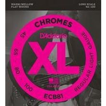 ECB81 Chromes Комплект струн для бас-гитары, Light, 45-100, Long Scale, DAddario