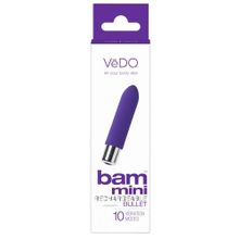 Фиолетовая вибропуля VeDO Bam Mini - 9,5 см. Фиолетовый