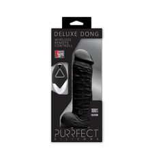 Dream Toys Чёрный реалистик на присоске и с пультом ДУ PURRFECT SILICONE DELUXE REMOTE VIBE 7IN - 18 см. (черный)