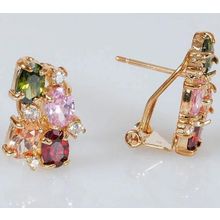 Серьги с mix фианитом "Дорожка"