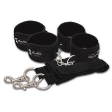 Lux Fetish Две пары черных наручников, крепящиеся к матрасу