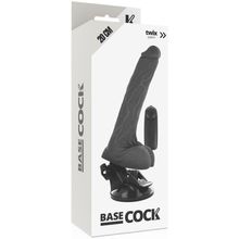 DreamLove Черный вибромассажер на мощной присоске Basecock Realistic Vibrator - 20 см. (черный)