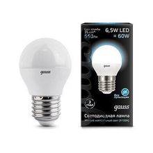 Gauss Лампа светодиодная Gauss E27 6.5W 4100K матовая 105102207 ID - 234125