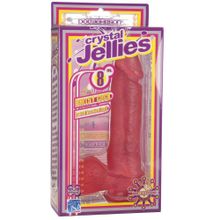 Doc Johnson Розовый фаллос на присоске Crystal Jellies 8  Ballsy Cocks with Suction Cup - 22 см.