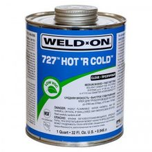 Клей для низких температур Weld-On 727 Hot R Cold, для труб НПВХ ХПВХ (до -26 °C), прозрачный, 946 мл