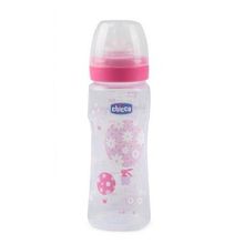 Бутылочка Chicco Well-Being Girl 4 мес.+, сил. соска, быстрый поток, РР, 330 мл 310205012