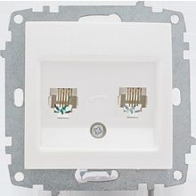 Розетка телефонная 2xRJ11 МИНСК, белый |  код. EMT01-134-10 |  EKF