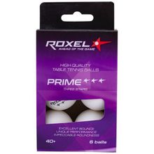 Мяч для настольного тенниса Roxel Prime 3* белый, 6 шт.