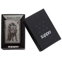 Зажигалка черная глянцевая Zippo Wolf Design с покрытием Black Ice