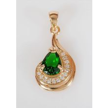 Кулон с зелёным фианитом "Капля росы"