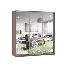 Бител Шкаф купе Модерн 2076х450 3-х дверный 3-х секционный зеркальный с пескоструем №4 шимо темный ID - 313995