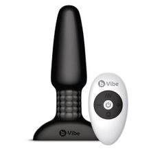 b-Vibe Чёрная вибровтулка с ротацией шариков RIMMING REMOTE CONTROL PLUG BLACK - 15,2 см.