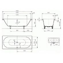 Стальная ванна Kaldewei Classic Duo 110 с покрытием Anti-Slip и Easy-Clean