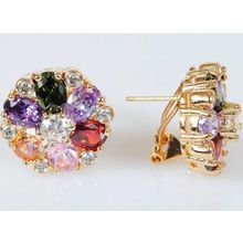 Серьги с mix фианитом "Карусель"