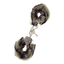 Dream Toys Металлические наручники с чёрно-серой меховой опушкой (серый)