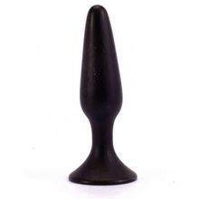 Lovetoy Чёрная анальная пробка с ограничительным основанием LURE ME Silicone Anal Plug - 12,1 см. (черный)