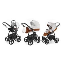 Коляска 3 в 1 Esspero Grand Newborn Lux (шасси Chrome) - Orange leatherette