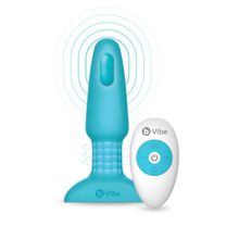 b-Vibe Голубая вибропробка с ротацией шариков RIMMING REMOTE CONTROL PLUG TEAL - 15,2 см. (голубой)