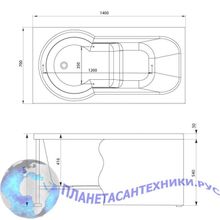 Акриловая ванна Aquanet Largo 140x70