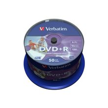 DVD+R диск 16х Verbatim 4.7 Гб, Printable, 50 дисков.