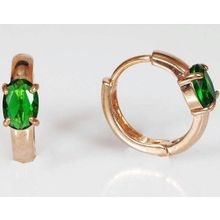 Серьги с зелёным фианитом "Колечки кабошон"