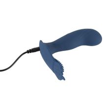 Синий вибростимулятор простаты Vibrating Butt Plug - 11,7 см. (220420)