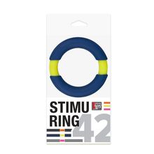 Dream Toys Синее эрекционное кольцо NEON STIMU RING 42MM BLUE YELLOW (синий)