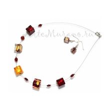 Комплект Портофино бордовый: ожерелье, серьги