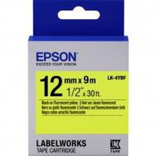 EPSON LK-4YBF картридж с флуоресцентной лентой 12 мм, чёрный шрифт на жёлтом фоне