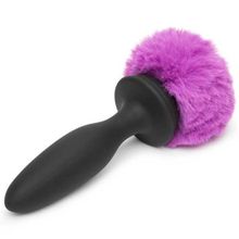 Черная анальная вибропробка Rechargeable Vibrating Bunny Tail Butt Plug Medium - 12 см. (226664)