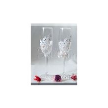 Свадебные бокалы со стразами Сваровски Gilliann Розовый жемчуг GLS079 - набор из 2 шт.