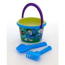 Смурфики: Затерянная деревня-4 набор №1: ведро среднее с наклейкой, ситечко, совок №2, грабельки №2