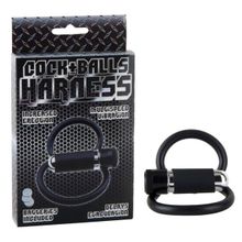 Seven Creations Черное двойное эрекционное кольцо COCK+BALLS HARNESS W. MULTISPEED BULLET (черный)