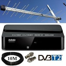 Цифровая приставка dvb-t2 bbk smp001hdt2 в комплекте с антенной кабель 10 м