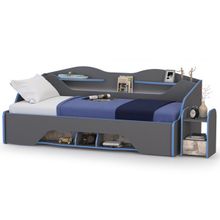 Нижегородмебель и К Кровать Индиго с тумбой прикроватной и с ортопедическим основанием цвет тёмно серый граффити ID - 295814