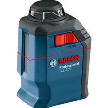 Лазерный уровень Бош GLL 2-20 + BM 3 0.601.063.J00 Лазерный нивелир, проецирующий горизонтальную плоскость на 360 градусов и вертикальную линию, с держателем BM 3 в кейсе Koffer рабочий диапазон 20 м (в диаметре), точность ± 0.4 мм м