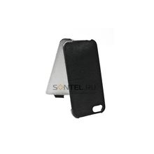 Кожаный чехол-книжка SmartBuy Le lychee для iPhone 5, черный SBC-Le lychee-K