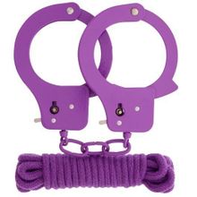 Dream Toys Фиолетовые наручники из листового металла в комплекте с веревкой BONDX METAL CUFFS LOVE ROPE SET (фиолетовый)